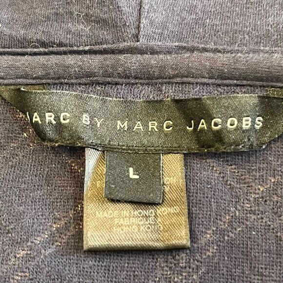 Marc by Marc Jacobs Orange & Blue Quilted Checker Print Short Sleeve Hooded Swea - Picture 7 of 10